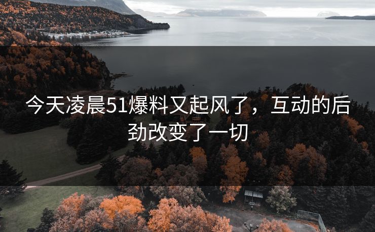 今天凌晨51爆料又起风了，互动的后劲改变了一切
