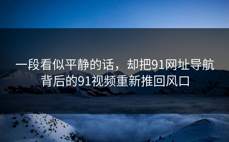 一段看似平静的话,却把91网址导航背后的91视频重新推回风口