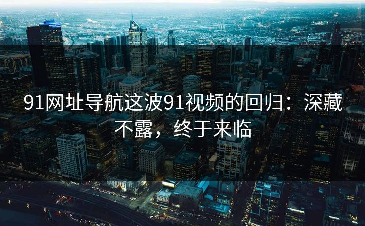 91网址导航这波91视频的回归：深藏不露，终于来临